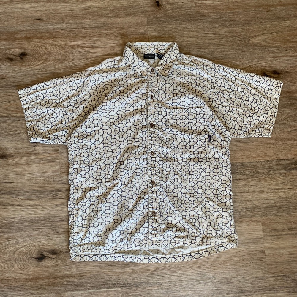 Vintage 1999 Patagonia A/C Organic Cotton Geometric Button Down Shirt - Med Men